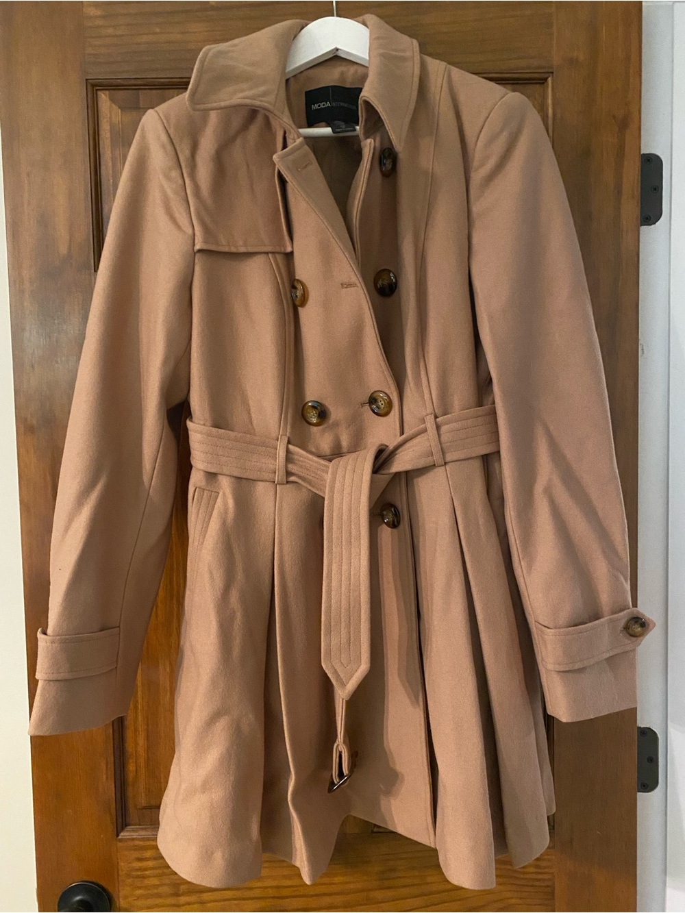 Women’s Camel Trench Coat with Belt